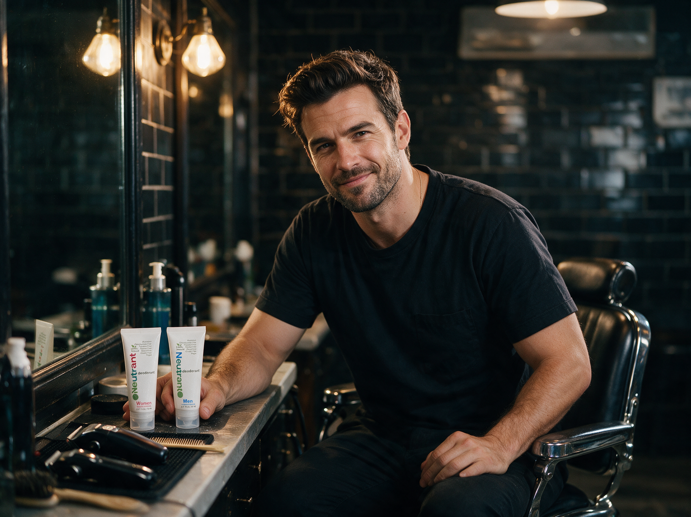 A barber with Neutrant on his station counter